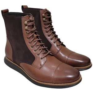 Cole Haan Men Original Grand Cap Toe Combat Boots Size US 9.5M Brown Black - Picture 1 of 7