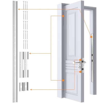 Juego de refuerzo de puerta de 5 piezas para jamba, marco y bisagras cerradura de puerta, rei de jamba de puerta... Foto 1 de 4