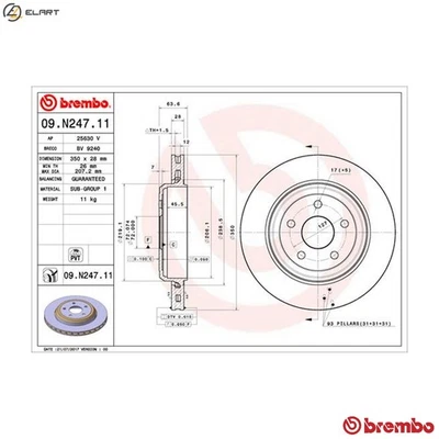 2x BRAKE DISC 09.N247.11 FOR JEEP GRAND/CHEROKEE/IV/SUV ERB 3.6L EHD 3.0L 6cyl - Image 1 of 4