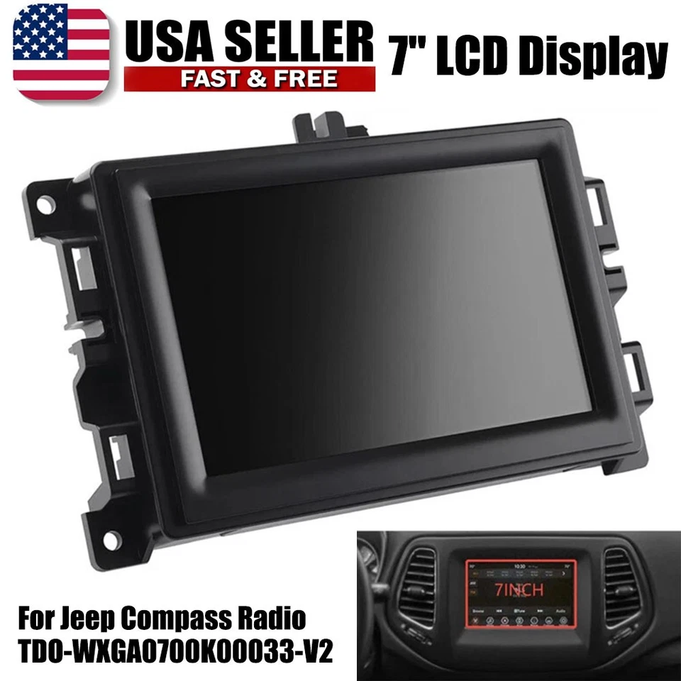 Pantalla táctil LCD de 7" con marco para Jeep Compass 2017-2020 radio navegación reemplazo Foto 1 de 4