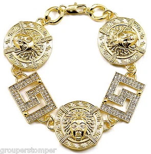 Egipcio Brazalete Nuevo 3 Colgante 2 Rectángulo 23.5cm 10mm Enlace Estilo - Picture 1 of 5