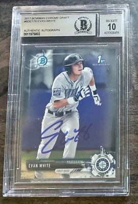 EVAN WHITE signed auto autograph 2017 1st Bowman Chrome BAS  Rookie Card GEM 10 - Image 1 of 2
