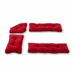 Scarlet Red 4 piece Nook Cushion Set Corner Bench Booth Dining Breakfast Kitchen - Picture 1 of 6