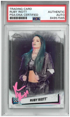 RUBY RIOTT SIGNED AUTOGRAPH SLABBED WWE 2021 TOPPS CHROME CARD PSA DNA AEW SOHO - Image 1 of 2