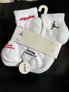 JORDAN NIKE SOCKS 6 PACK NEW ANKLE YOUTH BOYS 3Y-5Y SHOE SOCK SIZE 7-9 - Picture 1 of 2