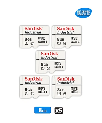 Sandisk 8GB Industrial MicroSDHC Memory Cards Bulk Wholesale Class 10 UHS-I x5 - Image 1 of 3