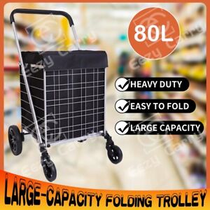Heavy Duty Shopping Trolley Extra Large Collapsible Folding Cart With Foot Brake