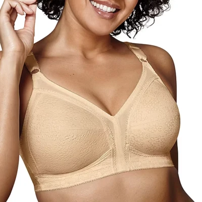 Playtex 18 Hour Bra 20/27 Wire Free 40D Beige 4 Way Support Smooth Floral Accent - Image 1 of 4
