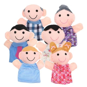 Set Of 6X Family Hand Puppet Toy Parent-child Interaction Soft Plush Puppet Doll - Foto 1 di 10