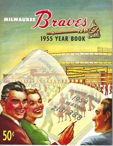 1955 Milwaukee Braves Yearbook Baseball magazine Hank Aaron, Eddie Mathews VG - Picture 1 of 1