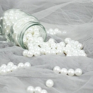 10 mm White FAUX PEARLS Loose Beads Wedding Party Crafts Decorations Fillers - Picture 1 of 8