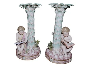 Two large Meissen figural candlelight holders from around 1850 - Picture 1 of 13
