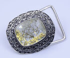 Golden Rutile Gemstone Ethnic Handmade Pin Belt Buckle Jewelry 1.5" b849