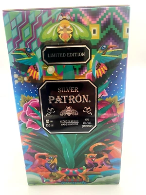 Silver Patron Tequila Limited Edition 750 ml Empty Collectable Tin Box Art - Image 1 of 4