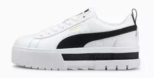 Zapatillas de deporte de cuero Puma Mayze para mujer / blanco-negro / PVP £90 - Imagen 1 de 7