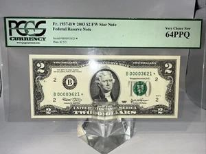 2003 $2* New York Star Note Lower Serial B00003621* PCGS 64 PPQ Rare - Picture 1 of 11
