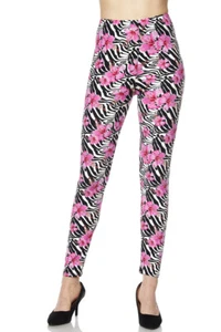NUEVAS Leggings Cómodas Damas ~ ROSA CEBRA FLORAL ~ Yoga/Diversión ~ Talla 0-10 - Imagen 1 de 7