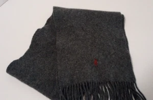 Polo Ralph Lauren Gray 100% Lambs Wool Scarf Made in Scotland - Picture 1 of 5