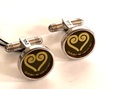 Gemelos Emporio Armani con logotipo esmaltado en plata de ley nuevos con etiquetas Foto 1 de 4