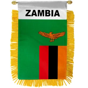 1 Dozzina Zambia Mini Bandiera Bandiera 4x6in Specchio Retrovisore Bandiera - Foto 1 di 2