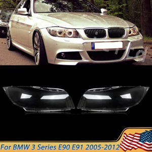 2x For 2005-12 BMW E90 E91 335i 328i Replacement Xenon Headlight Lens Cover - Picture 1 of 13