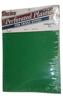 Darice Christmas Green Canvas 14 MESH Perforated Plastic Two-8 1/2" x 11" Sheets - Image 1 of 4