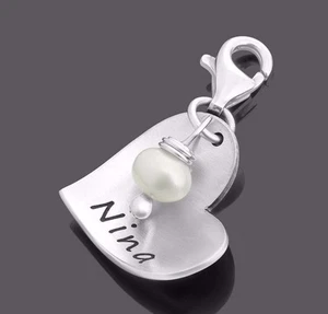 Herzcharm mit Gravur, Silberanhänger Herz, Silbercharm Herz, Liebesschmuck heart - Imagen 1 de 3