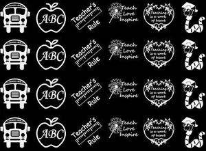 School Days 24 pcs 1 Inch White Fused Glass Decals - Picture 1 of 2