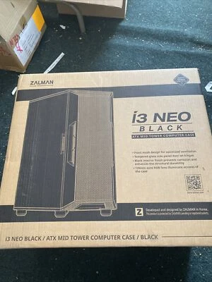 Zalman i3 NEO Black ATX Mid Tower Computer Case w/mesh front Temp. Glass Side - Image 1 of 2