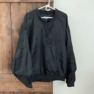 Vtg 90s Men’s Windbreaker Pullover Xl Fruit Of The Loom Black Vneck - Picture 1 of 8