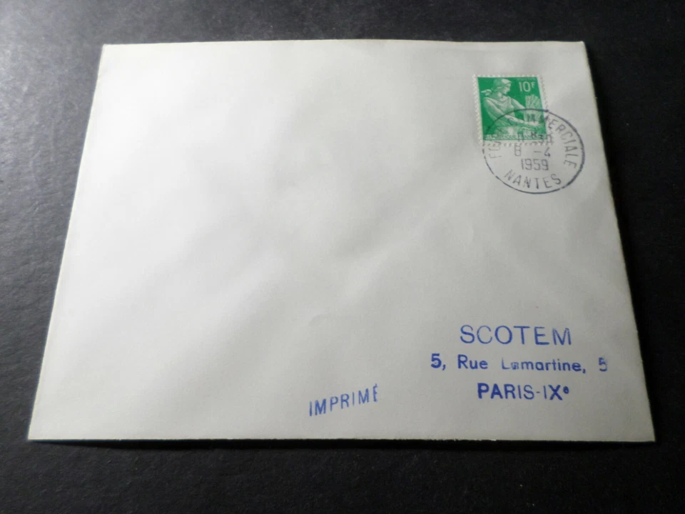 Marcophilie Francia, 8.4.59, Sello Carta Feria Comercial Nantes, VF Letter - Imagen 1 de 1