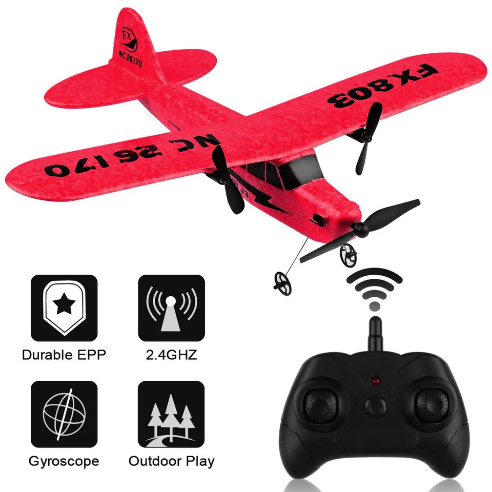 RC Flugzeug 2,4 GHz 2-Kanal-Fernbedienungsflugzeug mit 6-Achsen-Gyro für Kinder - Bild 1 von 4