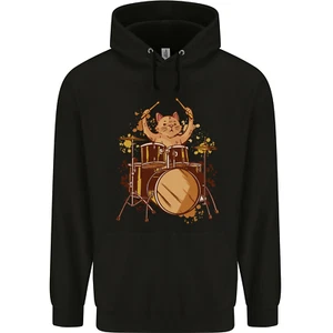 A Cat Drummer Drumming Childrens Kids Hoodie - Picture 1 of 11