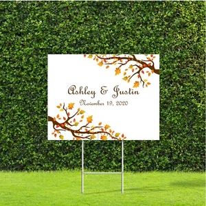 Autumn Trees Themed Yard Sign Great for Wedding Birthday Bridal Shower occasion - Picture 1 of 5