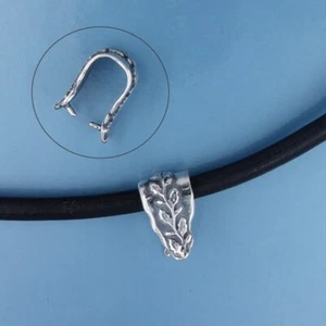 Conector de fianza de pellizco de 2 lados hojas talladas de plata esterlina vintage 13,5 mm #44347 - Imagen 1 de 6