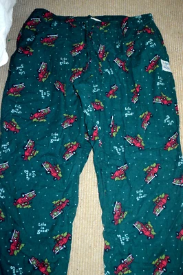 LIFE IS GOOD NAVIDAD PIJAMA PANTALONES HOMBRE XL FRANELA Verde Camión de Nieve Árbol Corona Foto 1 de 4