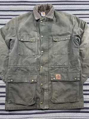 Abrigo de colección CARHARTT PB1366 verde forrado con manta chaqueta para tareas de granero para hombre XL Foto 1 de 4