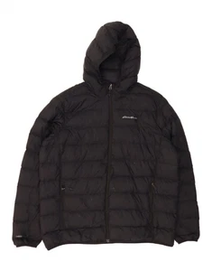 EDDIE BAUER Mens Hooded Padded Jacket UK 42 XL Black Nylon QS08 - Picture 1 of 3
