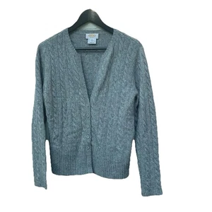 Talbots PETITES Strickjacke Pullover grau Kaschmir Wolle Zopfmuster Gr. M - Bild 1 von 4