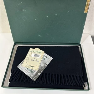 Vintage Filson 100% Merino Wool Scarf Navy Blue Made in USA NEW w/ Tags & Box - Picture 1 of 12