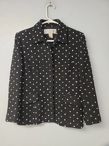 Vintage Doncaster Damen 6 schwarz weiß Button Down Seide Tweed Sakko - Bild 1 von 7