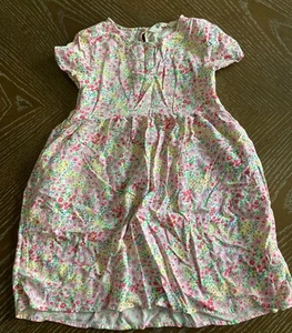 H&M Kids 100% Viscose Dress Multicolor Flower Print Short Sleeve Size 4-5 Years - Picture 1 of 4