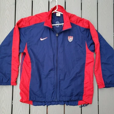 Vintage 90s Nike Track Jacket Pullover Blue & Red USA Soccer - Image 1 of 4