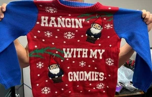 BLIZZARD BAY UGLY CHRISTMAS SWEATER- HANGING WITH MY GNOMIES- KIDS LARGE - Picture 1 of 2