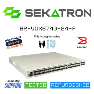 ♻️ Brocade BR-VDX6740-24-F 24-Port 10GbE SFP+ Switch with Front-to-Back Airflow⚡ - Picture 1 of 2