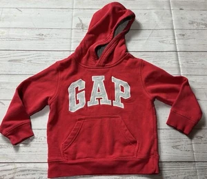 Felpa pullover con cappuccio Baby Gap rosso logo ricamato taglia 4T - Foto 1 di 5