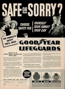 1939 Goodyear Tires Lifeguards Safe Sorry Family Husband Safe Vintage Print Ad - Picture 1 of 8