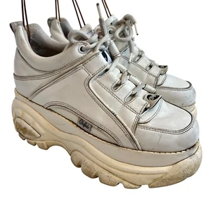 Buffalo London Classic Low Leather platform trainers EU 38 US 7.5 white leather - Picture 1 of 17