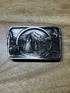 American Indian Glory Life Spirit Tribute Belt Buckle Vtg 1983 Siskiyou L-27 - Picture 1 of 2