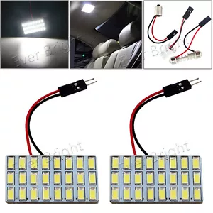 2x Blanco 24SMD 5730 LED T10 BA9S Festoon Cúpula Coche Interior Puerta Mapa Panel - Imagen 1 de 7